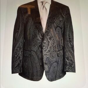 Robert Graham Men's Black Paisley Velvet Blazer 44R